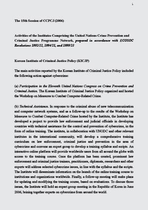 15th CCPCJ: Activities of the Institutes Comprising the United Nations Crime Prevention and Criminal