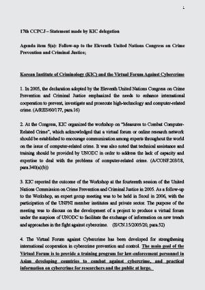 17th CCPCJ: Statement made by KIC Delegation